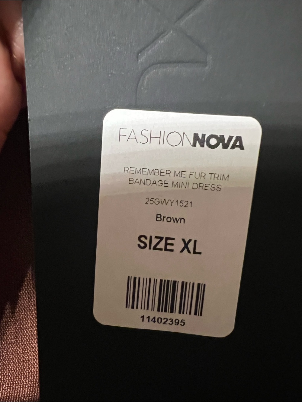 Fashion Nova Brown Fur Trim Bandage Mini Dress